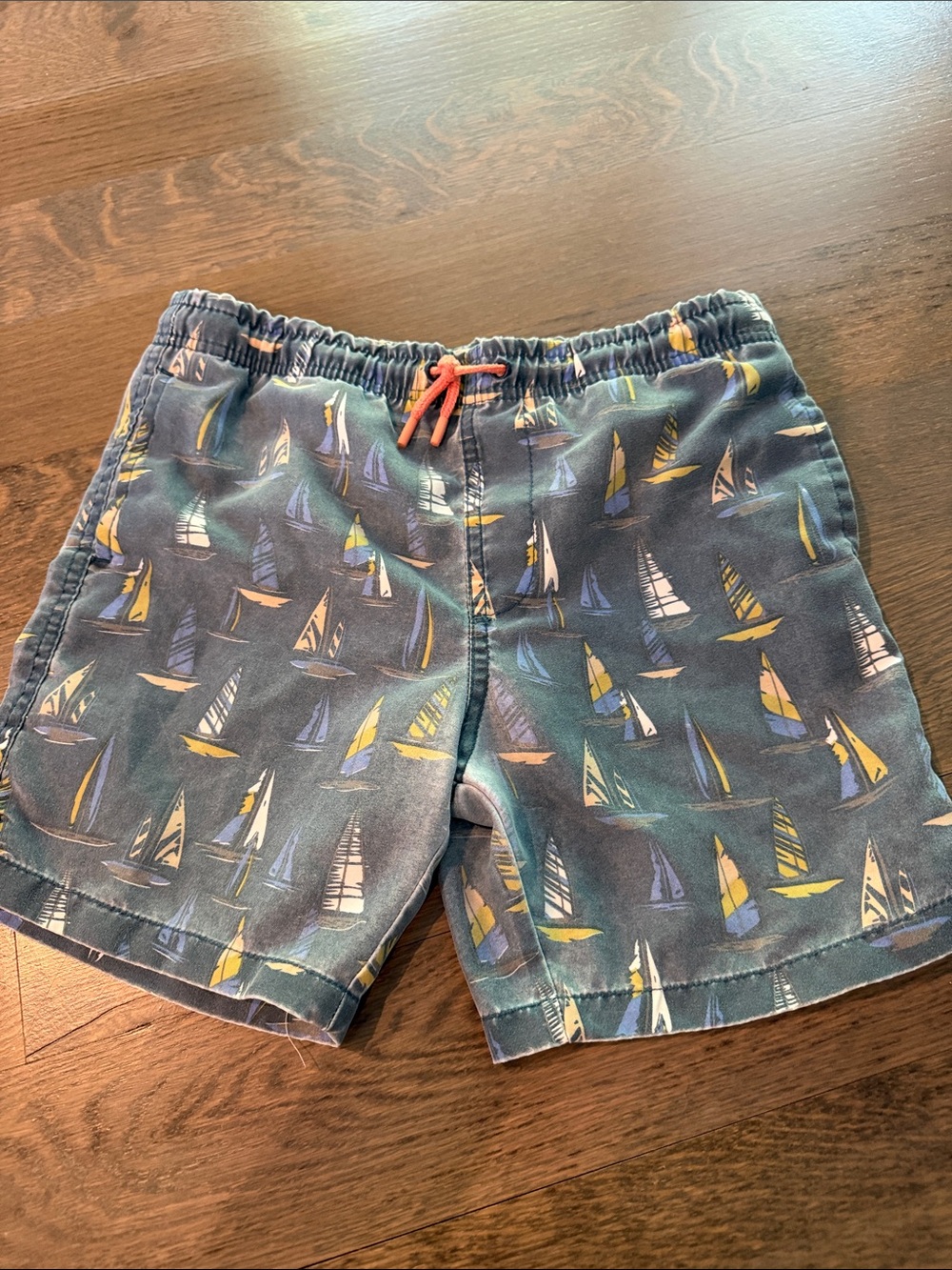 Ingear Boys Sailboat Swim Trunks - Blue with Yellow Accents
